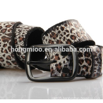 lady's drawing printing genuine leather belt leopard pattern embossing belt Jazz belt street culture